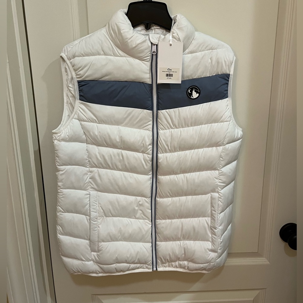 Zyia Vondelpark puffer vest NWT white/blue stripe
